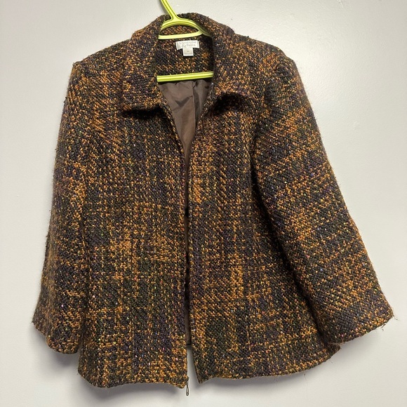 Christopher & Banks Brown Tweed Blazer with Boxy Silhouette - Picture 3 of 5